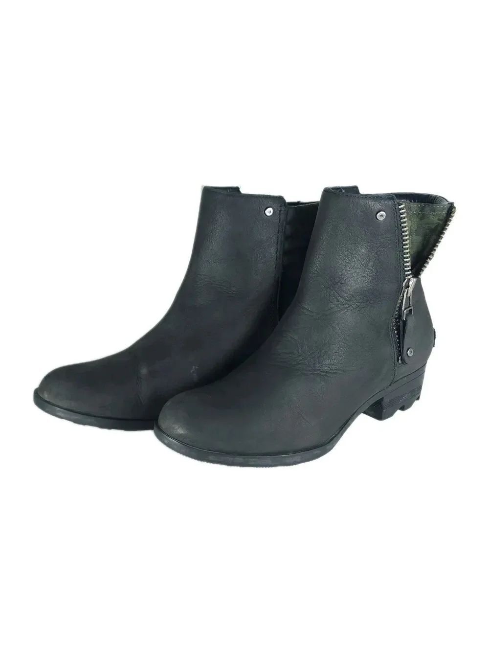 Sorel Women’s Danica US9 Black Leather Waterproof Side Zip Ankle Booties